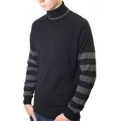 View Item Art Gallery Small Faces 60's Retro Mod Striped Knit Roll Neck Jumper Black
